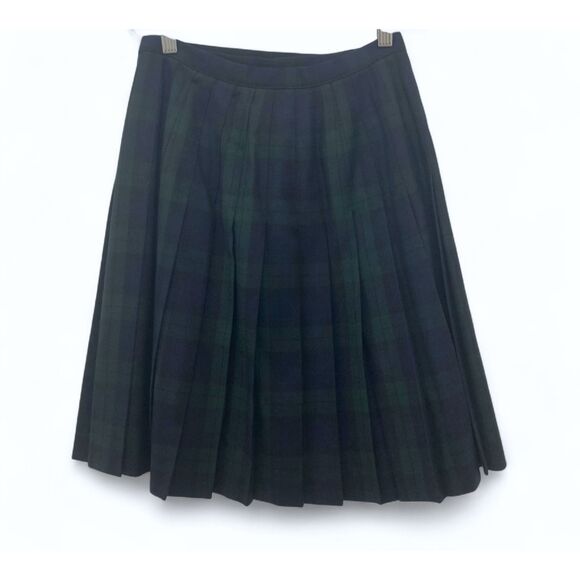 Vintage Laura Ashley Wool Plaid Skirt Suit Women’s 4 Navy Green Heritage Luxury - Picture 11 of 16